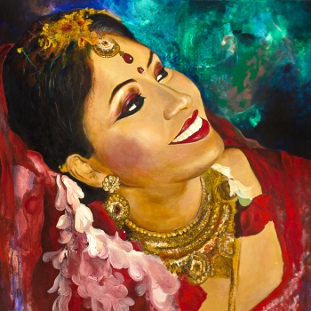 Bride in Red | Oil on Canvas | 30 x 40″| Commissioned Piece, SOLD