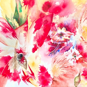 Floral #2 | Archival Ink & Watercolor on Paper | 22 x 30" | Contact for Pricing